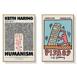Wall Art 70cmx70cm By Keith Haring 2 Sets Gold Frame Canvas