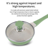 Happy Lambs 16cm Olive Sauce Pot Frying Pan w/ a Lid Set Non-Stick Stone Induction IH Frypan