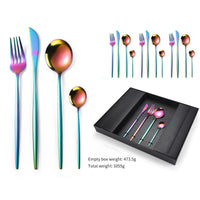 16-Piece Stainless Steel Rainbow Color Set, Knife Fork Spoon Flatware Set Cutlery Set